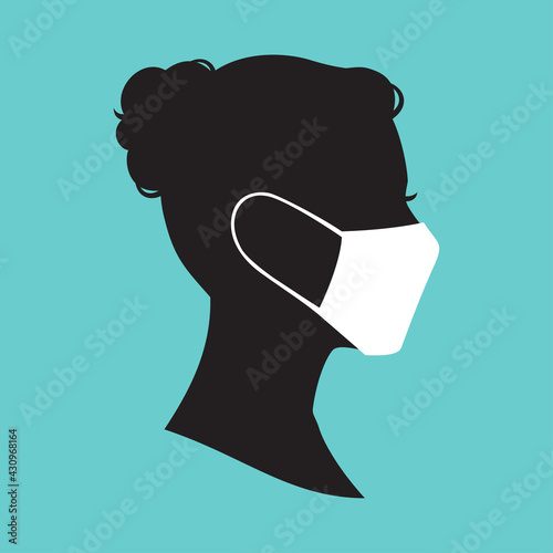 Woman wearing medical mask icon symbol, Concept for flu sickness and prevent the spread of virus germs, Protecting themselves against pandemic epidemic infection, Vector illustration