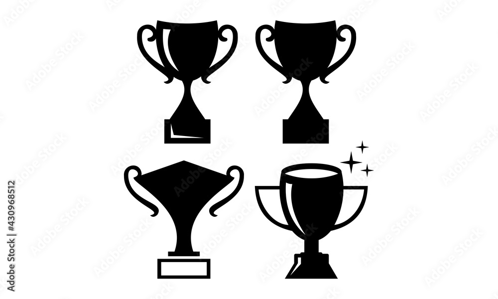 black set template silhouette trophy vector black set template silhouette trophy vector