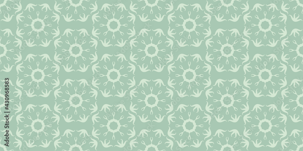 Background pattern with floral ornament on a green background, wallpaper. Seamless pattern, texture. Vector graphics Background pattern with floral ornament on a green background, wallpaper. Seamless pattern, texture. Vector graphics