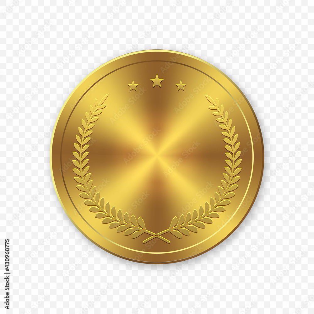 Vector 3d Realistic Gold blank coin isolated Stock Vector | Adobe Stock