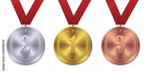 Vector 3d Realistic Gold medal, First place award