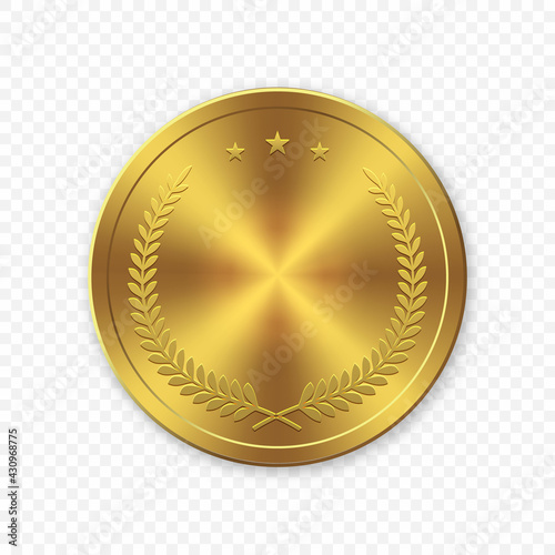 Vector 3d Realistic Gold blank coin isolated