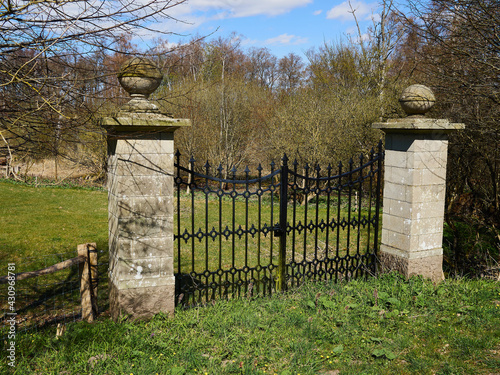 Classical wrought iron gate of a garden