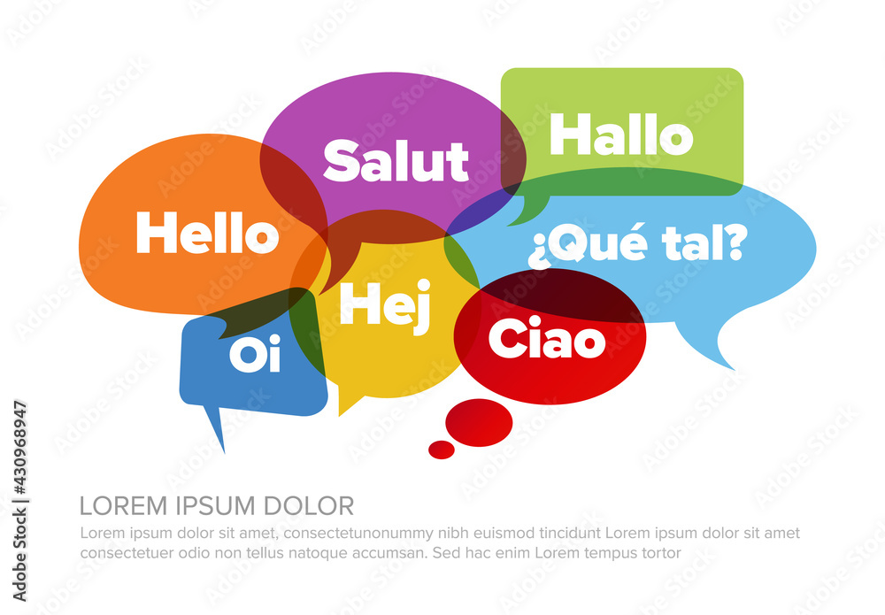 Concept image for promoting foreign languages in language school Concept image for promoting foreign languages in language school