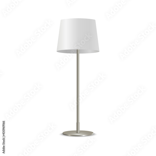 3D realistic vintage decorative floor lamp isolated on white background.