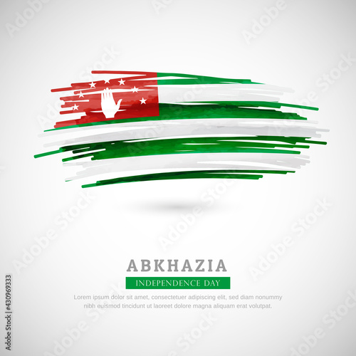 Brush flag of Abkhazia country. Happy independence day of Abkhazia with grungy flag background