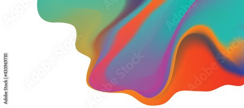 Web header background design with liquid green and orange paint flow.  Abstract fluid background for website  brochure  banner  poster.