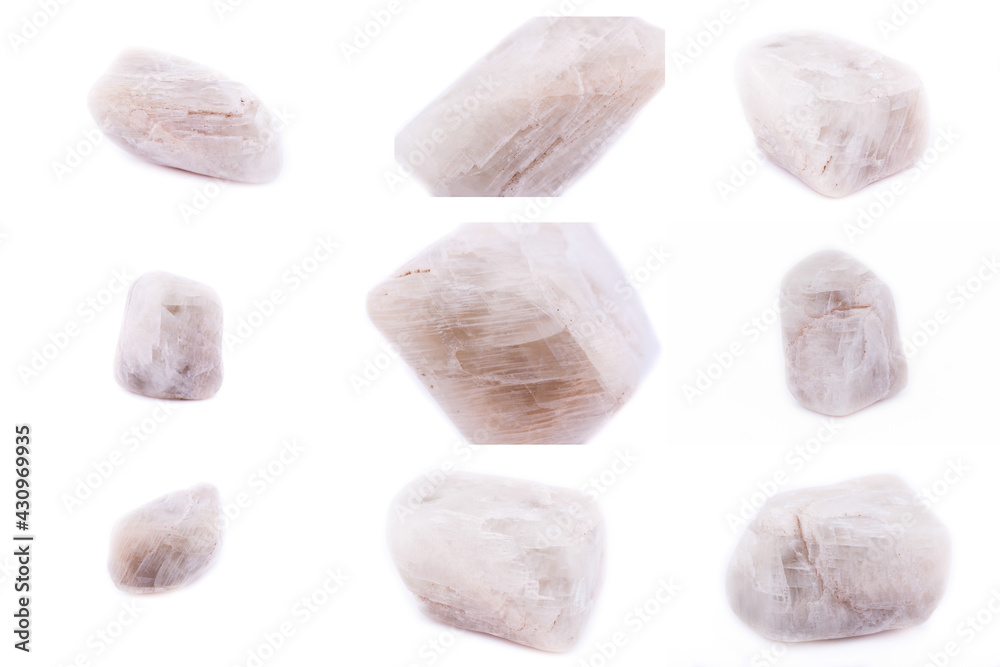 Collection of stone mineral Moonstone close up Collection of stone mineral Moonstone close up