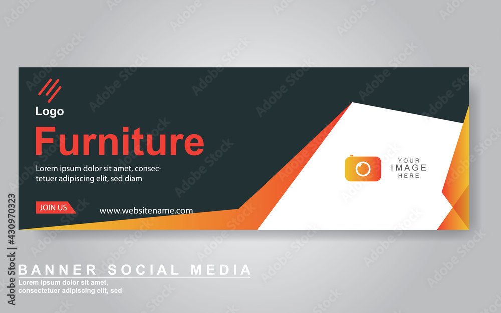 Fototapeta premium Vector abstract design web banner template. Web Design Elements - Header Design. Abstract geometric web banner template on grey background.Modern banner.