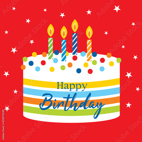 birthday cake on red color background