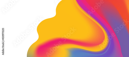 Web header background design with liquid yellow and pink flow. Abstract fluid background for website, brochure, banner, poster.
