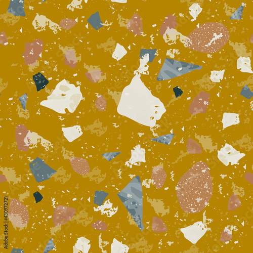 Terrazzo seamless pattern. Earthy classic flooring