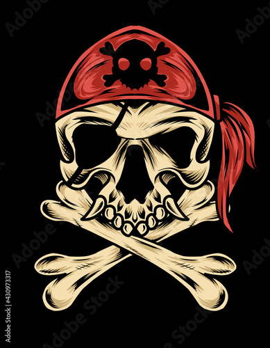illustration vector pirate skull head