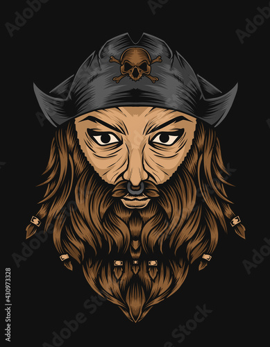 illustration vector captain pirate head