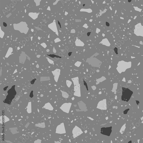 Terrazzo seamless pattern. Black and white classic