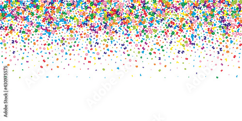 Falling vivid numbers. Math study concept with flying digits. Worthy back to school mathematics banner on white background. Falling numbers vector illustration.