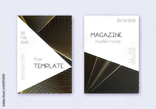 Triangle cover design template set. Gold abstract