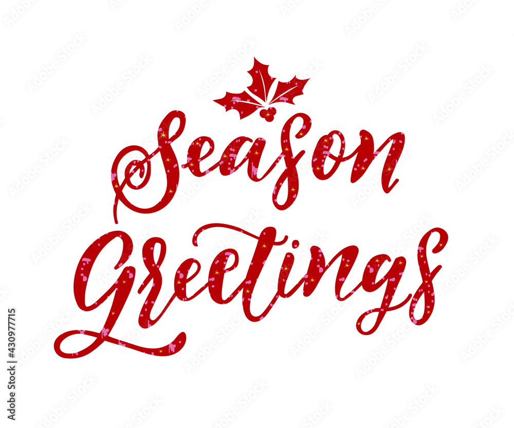 Hand drawn Seasons Greetings text, badge and icon typography. Hand drawn lettering typography for Christmas, New Year card template. Holiday calligraphy banner. Hand drawn Seasons Greetings text, badge and icon typography. Hand drawn lettering typography for Christmas, New Year card template. Holiday calligraphy banner.