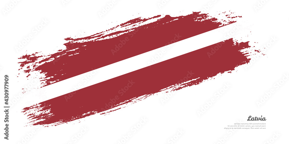 Hand painted brush flag of Latvia country with stylish flag on white background Hand painted brush flag of Latvia country with stylish flag on white background