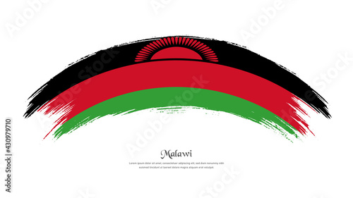 Flag of Malawi in grunge style stain brush with waving effect on isolated white background