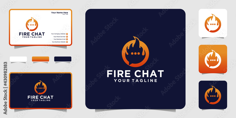 Fire And Chat, Flame Talk Logo Design and business card Fire And Chat, Flame Talk Logo Design and business card