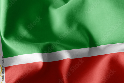 3D illustration flag of Chechnya is a region of Russia. photo