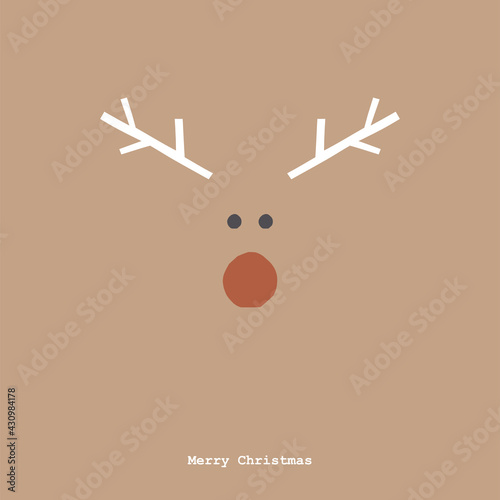 Xmas deer head vector illustration. Festal party animal fawn abstract portrait card. Boho Christmas geometric graphic design