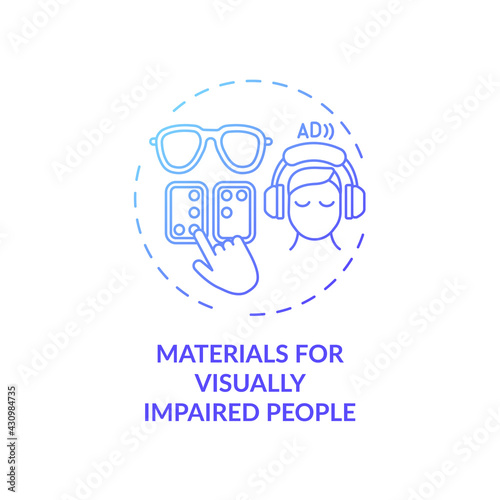 Materials for visually impaired people concept icon. Exception to copyright idea thin line illustration. Adapted version. Right to access information. Vector isolated outline RGB color drawing