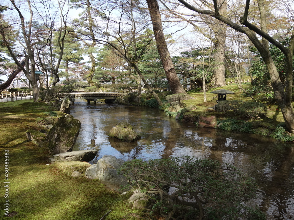 日本庭園の小川