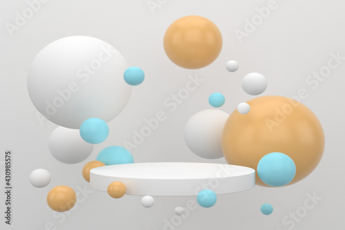 Fototapeta Naklejka Na Ścianę i Meble -  Abstract minimal scene, pastel color design for cosmetic or product display podium 3d render.
