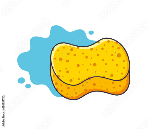 Sponge and water splash isolated icon