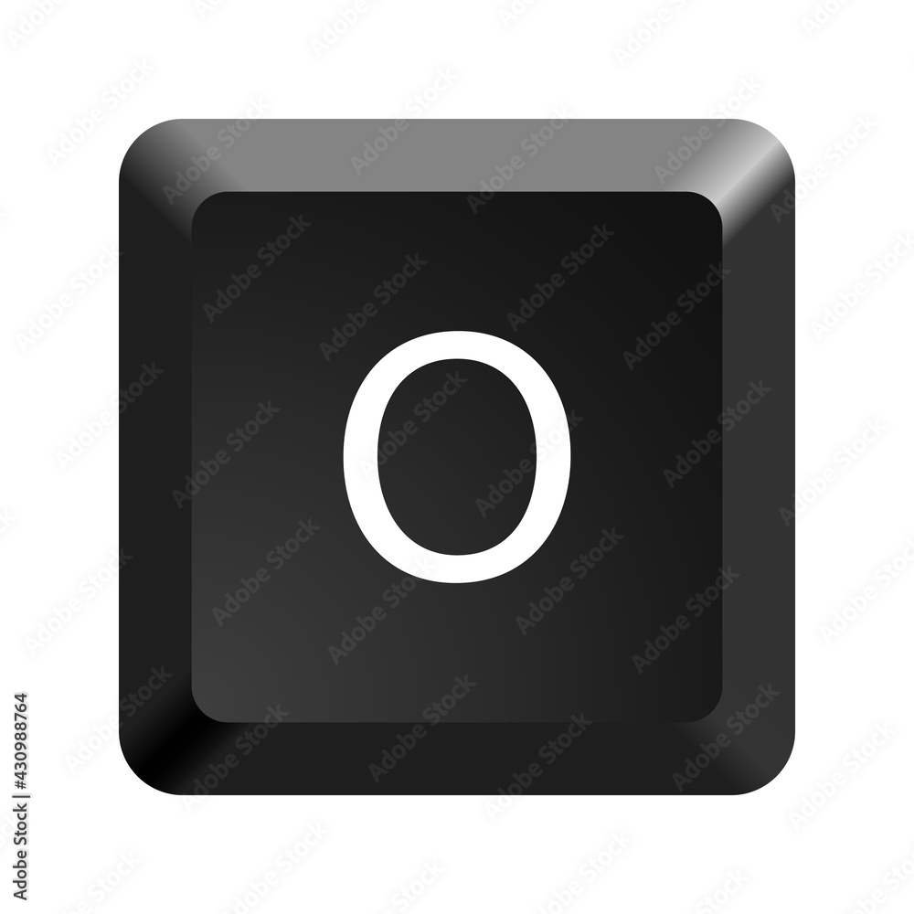 Black computer keyboard key Letter O. Button icon vector illustration. Black computer keyboard key Letter O. Button icon vector illustration.