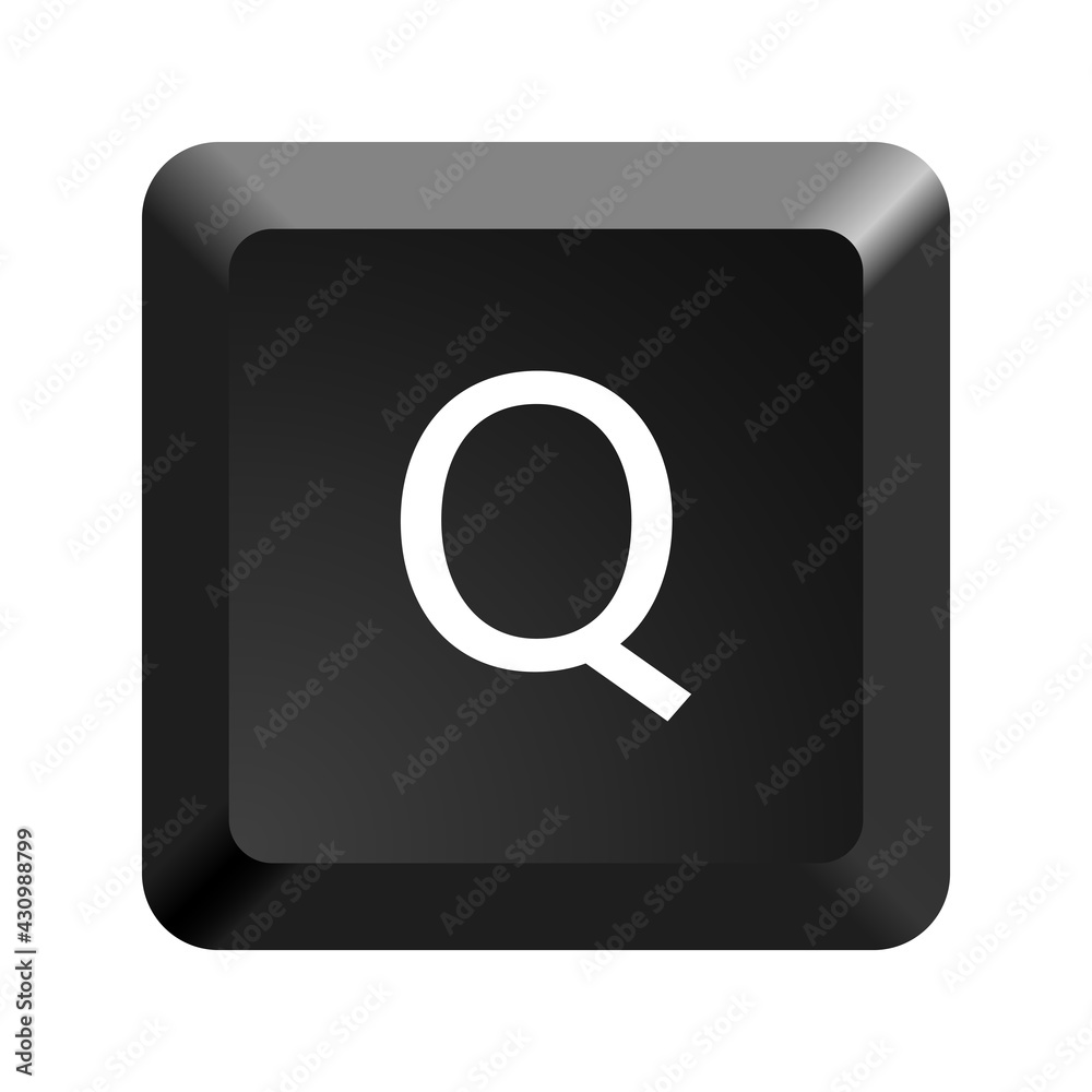 Black computer keyboard key Letter Q. Button icon vector illustration. Black computer keyboard key Letter Q. Button icon vector illustration.