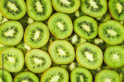 fruit background of kiwi fruit slices close-up