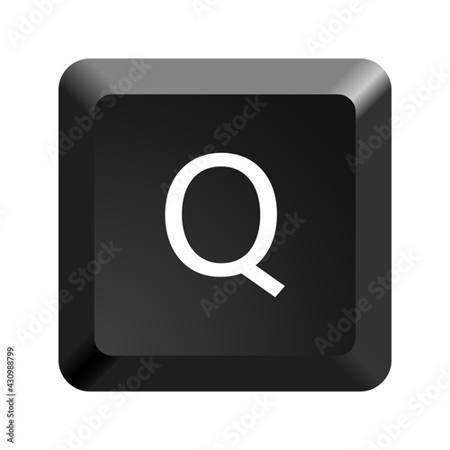 Black computer keyboard key Letter Q. Button icon vector illustration. 