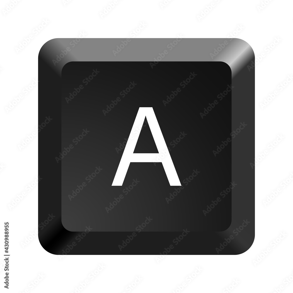 Black computer keyboard key Letter A. Button icon vector illustration. Black computer keyboard key Letter A. Button icon vector illustration.