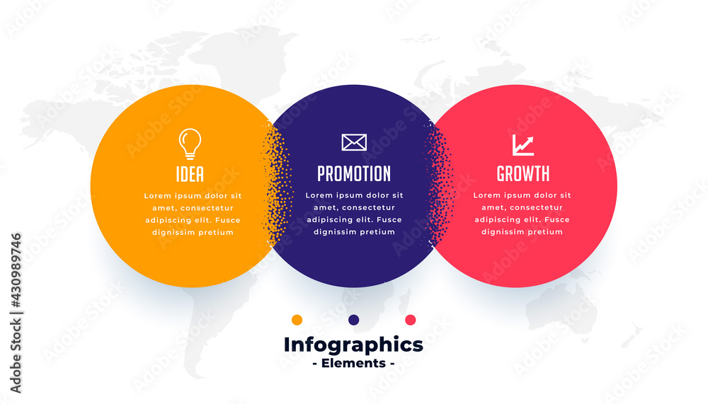 three connected steps modern infographic template three connected steps modern infographic template