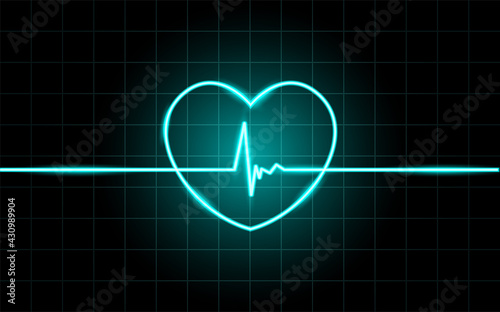 Neon glowing lines, Heartbeat concept, Lifeline background design