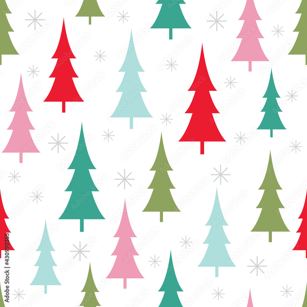 colorful christmas tree seamless pattern design