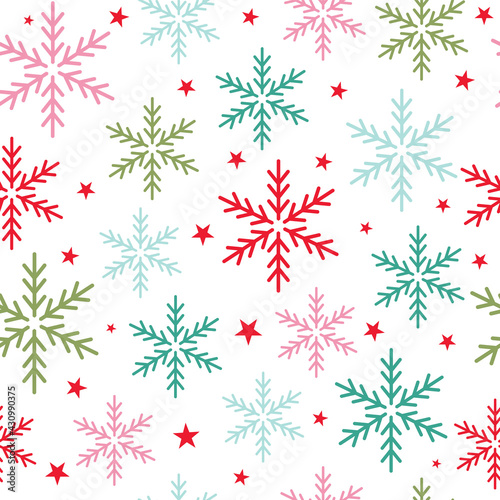 seamless pattern with colorful snowflakes design