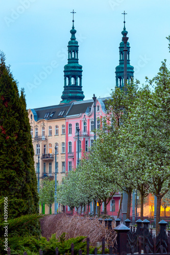 Poznan. Frederic Chopin Public Park at sunset.