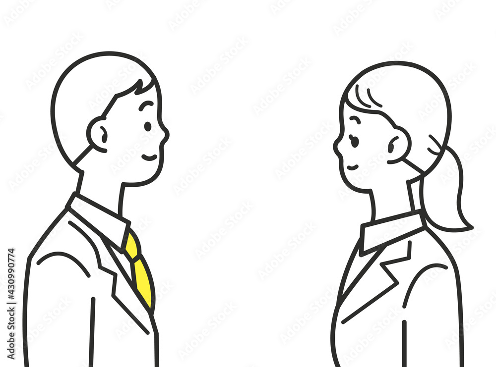 男性と女性 顔を向き合わせる 素材 男性と女性 顔を向き合わせる 素材
