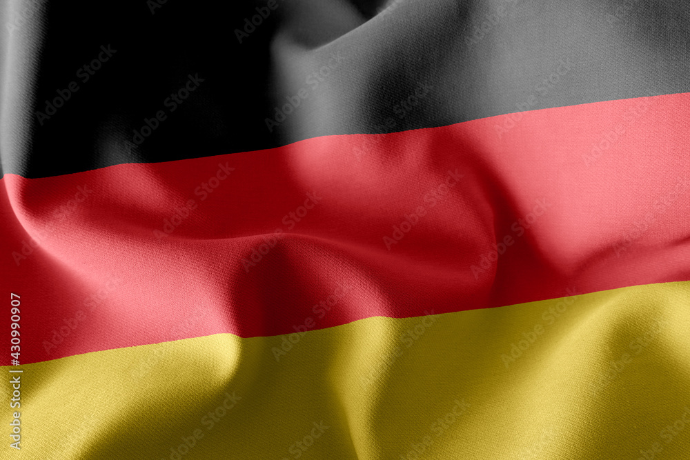 Naklejka premium 3D rendering illustration closeup flag of Germany. Waving on the