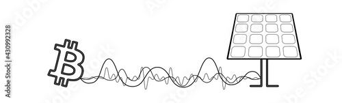 vector illustration of solar energy bitcoin cryptocurrency power vibes	