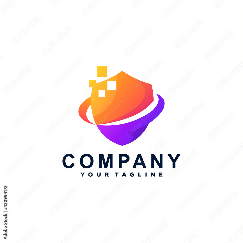 shield gradient color logo design
