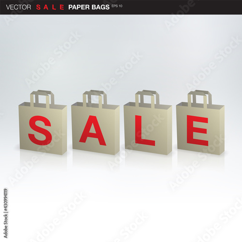 3D shop window sale shopping paper bags design Eps 10 stock vector illustration 