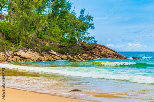 Nai Thon Naithon Beach panorama turquoise clear water Phuket Thailand. photo