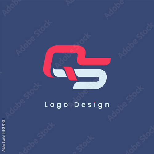 Abstract Initial Letter Q and S Combination Logo Design with Cutout Style Isolated on Blue Background. Usable For Business, Sport, Tech Company Logo. Vector Logo Illustration.