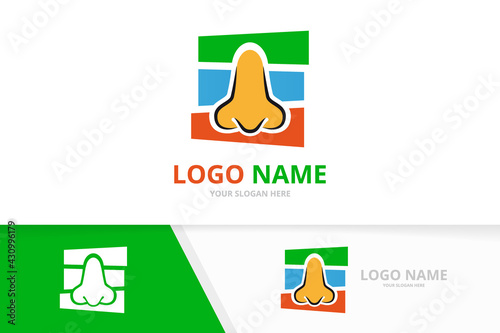 Nose logo combination. ENT clinic, otolaryngology logotype design.