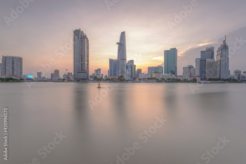 Place: Ho Chi Minh City, Vietnam. Time: April 30, 2021. When the sunset comes, the author noticed that the color of the sky has a huge change, the photo of the architecture shows that vividly. © LE MINH TRI